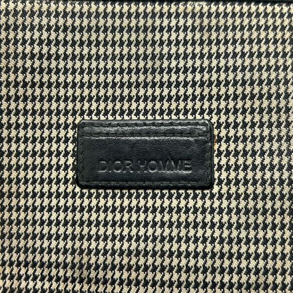 Dior Homme Black Houndstooth Bifold Wallet Canvas Leather Trim - Picture 11 of 15